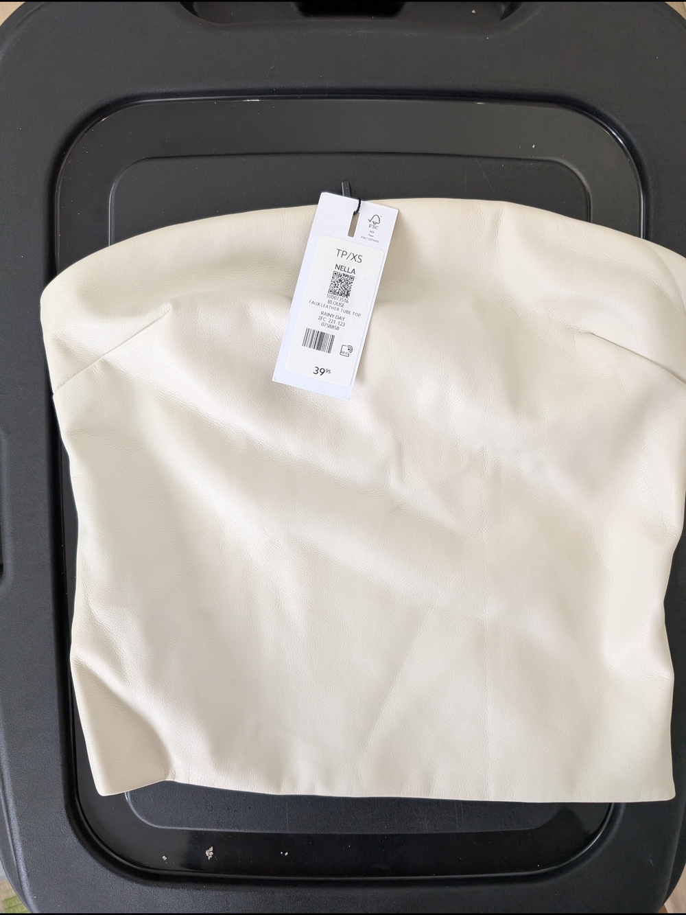 Dynamite Cream Strapless Faux-Leather Bustier Top